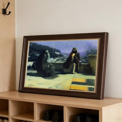 Tableau Henry Ossawa Tanner Nicodemus Visiting Jesus impression toile 61x91cm - 3