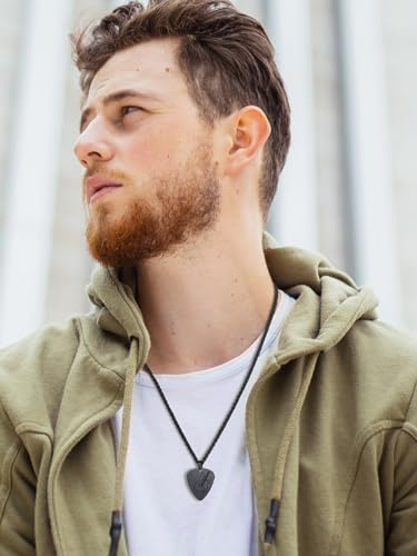 U7 Guitar Pick Necklace with Adjustable Rope Chain Black Plated Stainless Steel Music Tool Plate Jewelry Men Women Pendant3