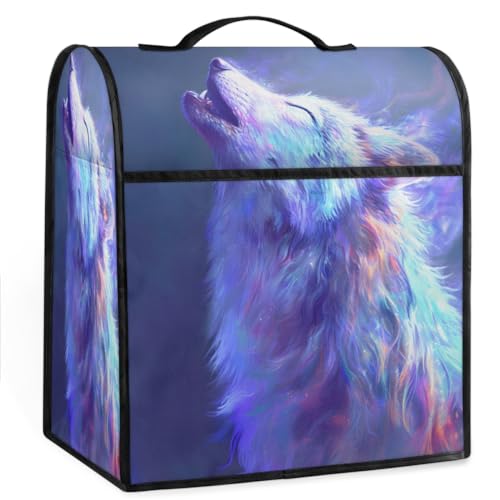 Coffee Maker Cover Colorful Animal Wolf Kitchen Appliance Covers Small Appliance Covers Blender Cover Juicer Cover Dust Covers for Kitchen Appliances with Top Handle and Pockets,Washable,B118