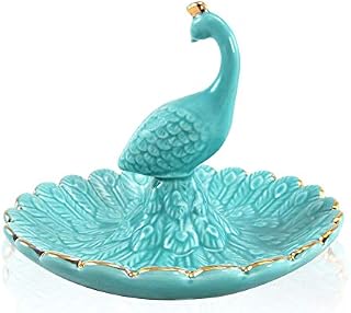 Lependor Dog Ceramic Jewelry Tray Ring Holder Trinket Dish Necklace Earrings Rings Jewelry Organizer Display Jewelry Trinket Holder Home Decoration - Gold Bulldog