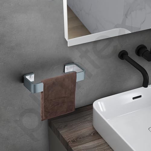 Image of Plantex Aluminium and Acrylic Towel Hanger for wash Basin /Single Towel Rod for Bathroom /Hand Towel Hanger /Bathroom Accessories (Grey and Milky White) 9 Inch