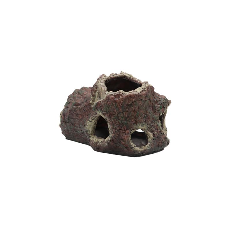 Decoración de Cueva de Acuario, escondite de Resina para pecera con múltiples Aberturas, Accesorios para Acuario, 19 cm x 9,5 cm x 11 cm