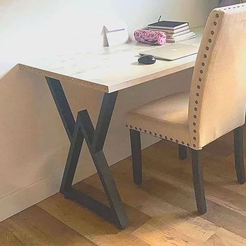 Image of Triangle Metal Table Legs Set of 2 Heavy-Duty Industrial Style Dining Table Legs for Kitchen Desk Coffee Table & Furniture DIY Modern Steel Replacement Legs for Strong Support