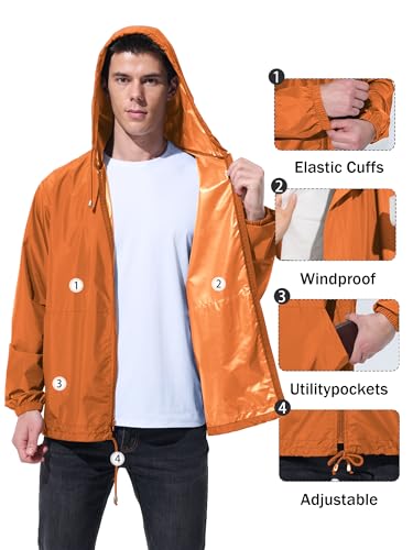 Image of UIQUR Mens Rain Jacket Raincoat Windbreaker Running Waterproof Lightweight Packable with Hood Travel Hiking Cycling