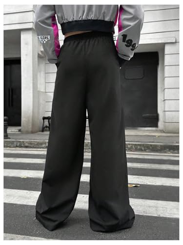 OYOANGLE Men's Striped Print Elastic Waist Straight Leg Pants Trendy Track Pants with Pocket Streetwear2