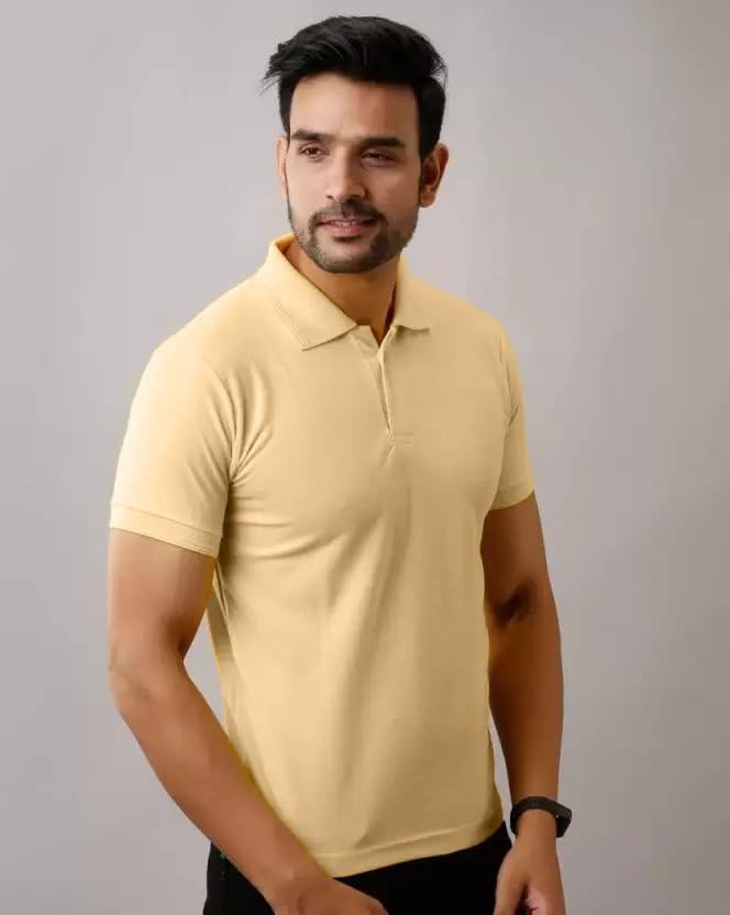 Image of INKKR Men's Polo Neck Half Sleeve Solid T-Shirts