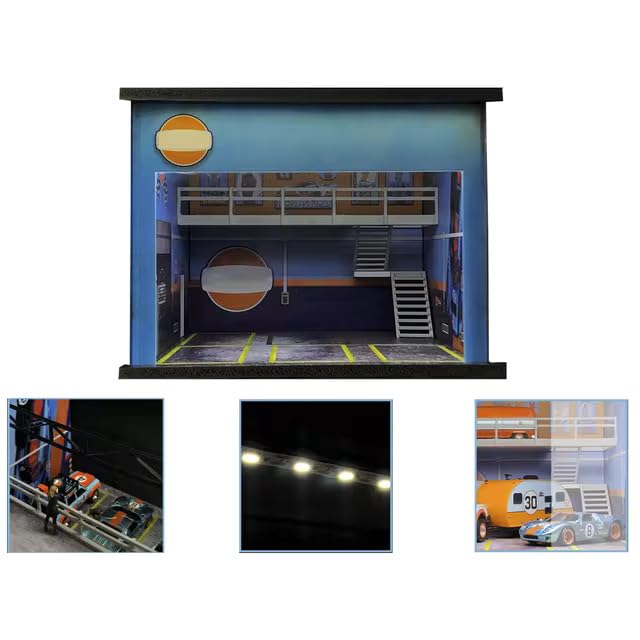 1:64 GFANS Model Car Diorama Garage Shops with LED Lighting Dealership Model Car Toy (Gulf Garage) โ image 1