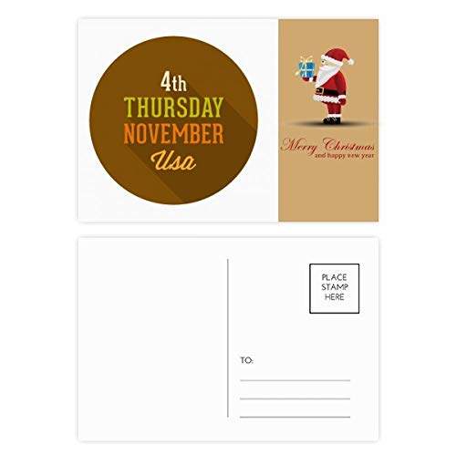 Cartes postales Thanksgiving Père Noël lot de 20 rondes pour vœux rapides sans stress