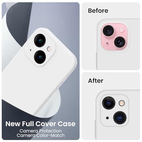 Image of FireNova Designed for iPhone 15 Case, Silicone Upgraded [Camera Protection] Phone Case, Soft Anti-Scratch Microfiber Lining Inside, 6.1 inch, White