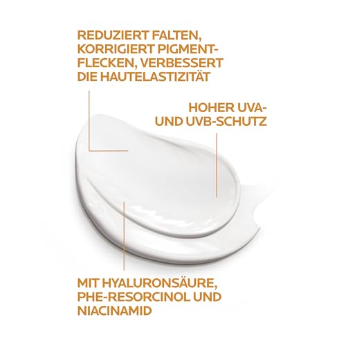 La Roche Posay Anthelios Age Correct, Feuchtigkeitsspendende Anti-Age Tagescreme mit LSF50 für reife, empfindliche Haut, Beugt lichtbedingter Hautalterung vor, Mit Niacinamid und Phe-Resorcinol, 50 ml