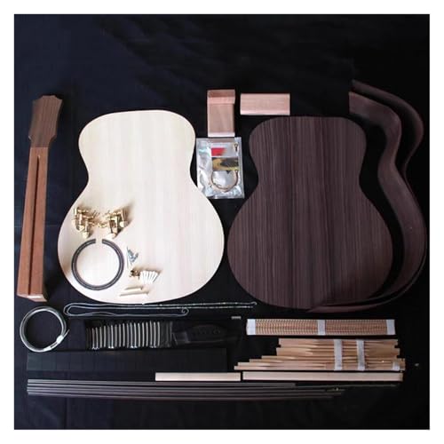 ギター製作用木材 3AグレードのアコースティックギターDIYキット スプルース無垢材トップ、ローズウッド無垢材バック、アフリカンマホガニーネック、エボニー指板(A)