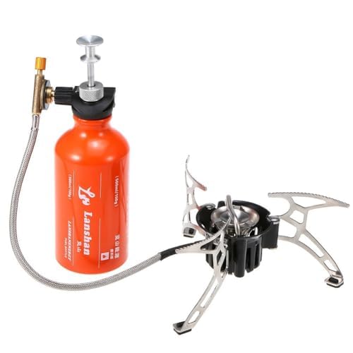 500 ml Mehrkraftstoff-Campingkocher für Diesel, Kerosin und Flüssiggas – kompakter faltbarer Outdoor-Herd mit 500 ml Brennstoffflasche, rutschfesten Beinen und versiegeltem Deckel für Rucksackreisen
