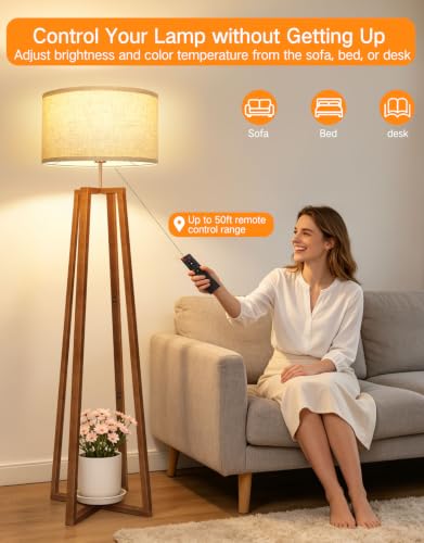 OUTON Lámpara de Pie Trípode con control remoto para el hogar 3