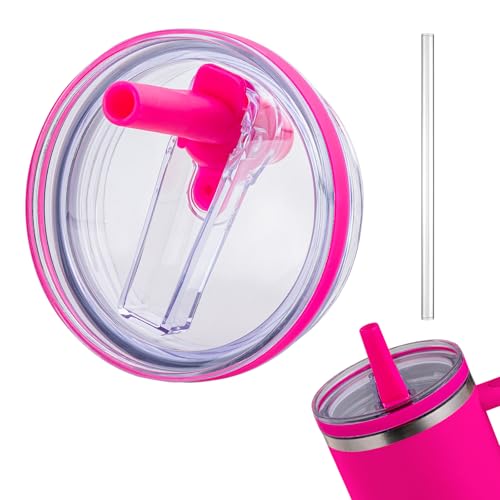 Image of Replacement Straw Lid for Stanley 40oz and 64oz Tumbler.Leak proof Flip Straw Lid Fit Stanley Cup Quencher H2.0 40 oz /64 oz and ProTour 40oz /64oz Tumbler.(Fuchsia,1-Pack)