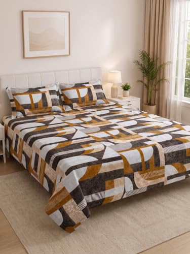 Image of Mafatlal 130 GSM Pearl Designer Double Bed Sheet Set with 2 Pillow Covers | 90 x 100 Inches | Everyday Comfort | Gentle on Skin, Vibrant Prints, Low Maintenance, Premium Finish | Charcoal Multi