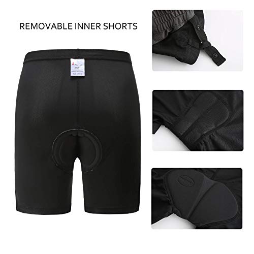 PRIESSEI Womens Bike Shorts with Padding, Detachable 3D Padded Breathable Biking Cycling Shorts with Pockets Grey M - Image 6