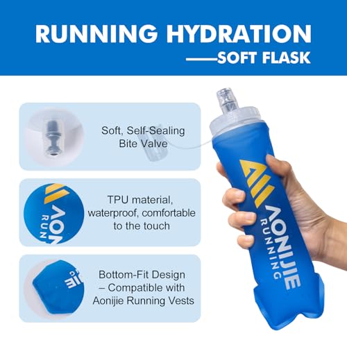 AONIJIE 500ml/2Pcs Soft Flask Collapsible Water Bottle for Running, Wide Mouth for Ice, BPA-Free Flexible Running Water Bottle Fits Hydration Vests, Foldable & Lightweight - Image 6