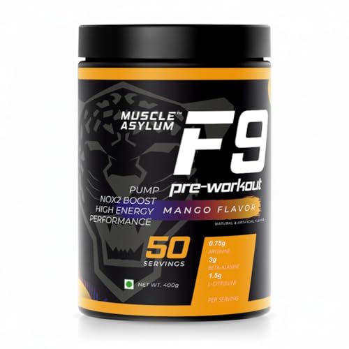 Image of Muscle Asylum F9 Pre Workout 50 Servings 400gm Mango - Flavor