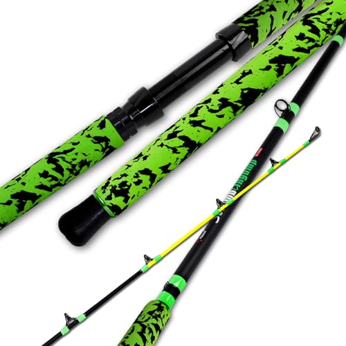 Fiblink Catfish Fishing Rods 7'6' Green Catfish Rod 2 Piece Portable Travel Catfishing Rod Fishing...