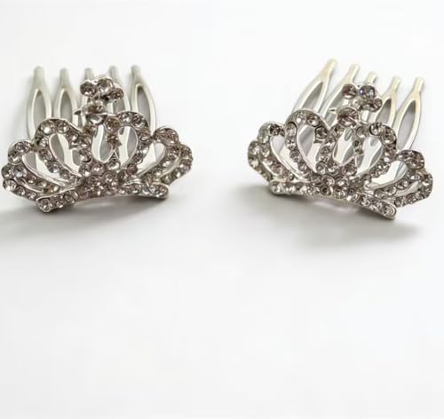 Peine de tiara de princesa plateado con diamantes de imitación para niñas