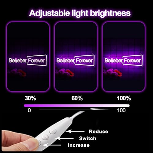 Image of Belieber Forever Neon Sign, Canadian Pop Music Singer LED Neon Light for Bedroom, Music Room, Dormitory, Birthday Party Decoration, Teen Idol Inspired Gifts