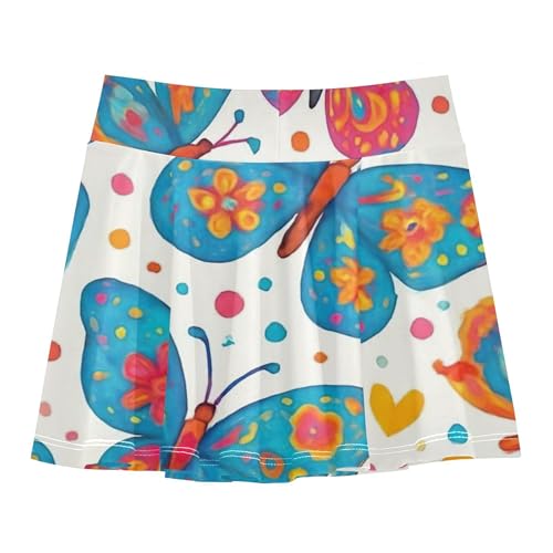 Girls' Shorts Athletic Skorts Tennis Skirts for Kids Rainbow Pleated Skort Colorful Butterfly Floral Geometric 3t2