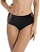 RELLECIGA Women's High Waisted Strap Bikini Bottom, M, Black