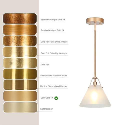 KSANA Gold Pendant Light, Modern Pendant Lights Kitchen Island with Frosted Glass Pendant Hanging Lights for Dining Room, Kitchen, Bedroom, 7.9" W by KSANA - Used condition - Image 6
