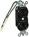 Leviton 8300-LE 20-Amp, 125-Volt, Slim Body Duplex Receptacle, Straight Blade, Hospital Grade, Grounding, Black