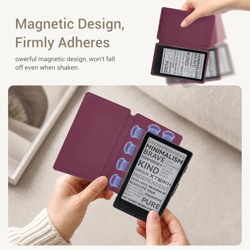 Image of CoBak Magnetic Case for XTEINK X4, Ultra-Lightweight Protective Cover for Xteink X4 E-Reader, Secure Magnetic Attachment(Grape Red)
