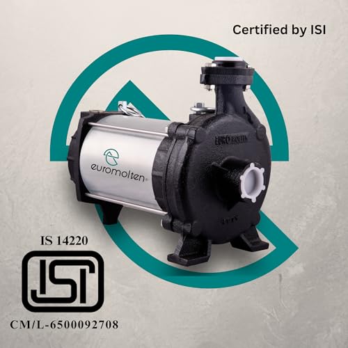 Image of EUROMOLTEN 1hp Open well Submersible water Pump (ISI Certified), Dual Carbon Bush Technology, 100 Percent Fine Copper Winding, Heavy Duty Pump (15 months Warranty-Value flow)