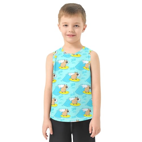 Capybara Surfing Wave Boys Tank Tops Toddler Tank Top Shirts Undershirts Quik Dry for Boy,3T2