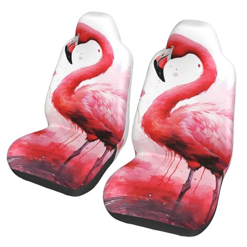 Housses de siège de voiture respirantes universelles motif flamant rose aquarelle avant