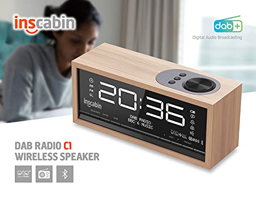 Inscabin C1 DAB/DAB+ FM Digital Radio Alarm Clock with Large Screen/Bluetooth/Portable Wireless Speaker with Bluetooth,Stereo Sound,Beautiful design for Bedroom Kitchen Office (white) - Image 3