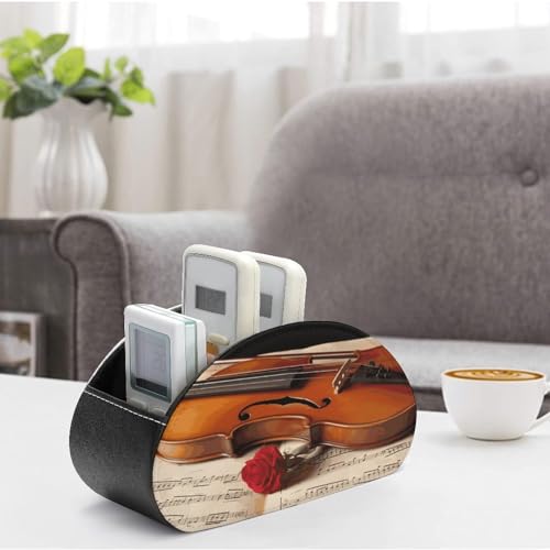 Rangement télécommande salon en cuir à partitions musicales pour table basse - 5