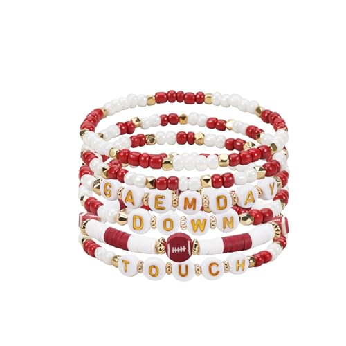 Game Day Beaded Bracelets for Women Football Sports Stackable Bracelets