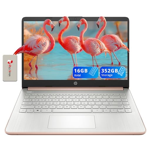 HP Premium Stream 14" HD Student&Business Laptop, 16GB RAM, 352GB Storage(64GB eMMC+288GB Docking Station Set), Intel Celeron N4120, UHD Graphics, 1 Year Office 365, WiFi, HDMI, Windows 11s, Gold