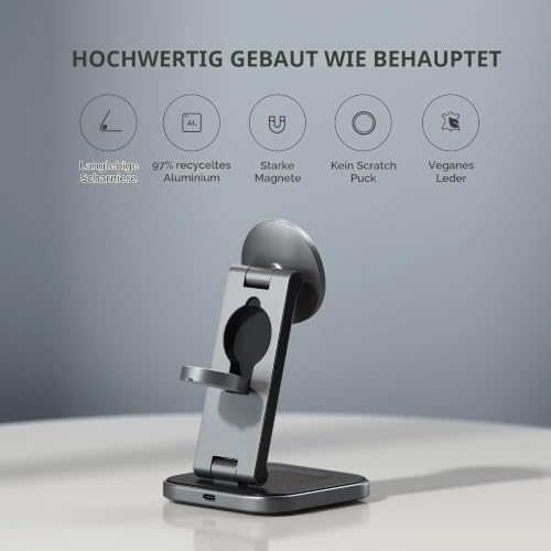SATECHI 3-in-1 Qi2 Kabellose Ladestation, 15W Magnetisches Laden – Ansicht 6