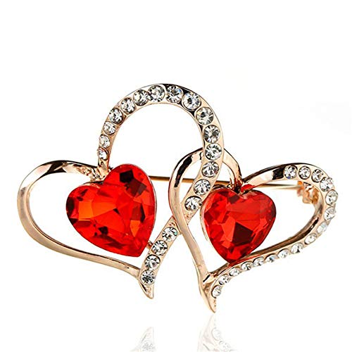 SEVENHOPE Crystal Pin Brooch for Women Girl - Heart Costume Accessories, Wedding Bridal Rhinestone Lapel Pins, Decoration for Shirt Hat Cardigan Sweater Scarf