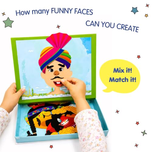 Image of CocoMoco Kids Funny Faces of the World Magnetic Game - 30+ Magnets Mix & Match Dress Up Game | Silly Face Maker Educational Activity Kit for Kids Age 3 to 6 Years | Birthday Return Gift (Pack of 1)