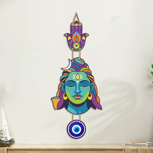 Image of Artvibes Lord Shiva Evil Eye Wall Hanging for Home Temple & Entrance | Spiritual MDF Wall Decor | Meditation Room Vastu Wall Art for Living Room | Office & Main Door | Gift Item (WH 8587N)
