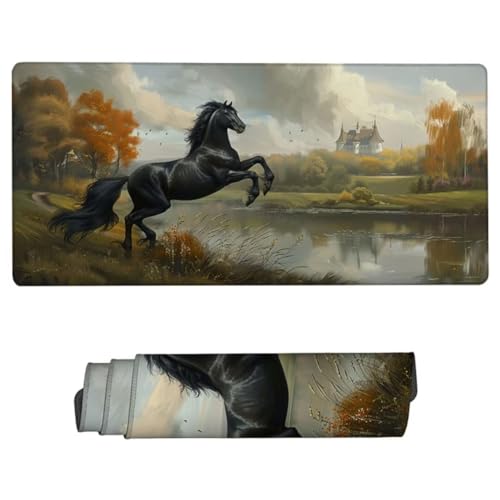 Podkładka pod mysz XXL 1600 x 800 x 3 mm, podkładka pod mysz, wodoodporna, z przyszytymi krawędziami, antypoślizgowa podkładka pod mysz, do gier, biura, domu, ZH-537