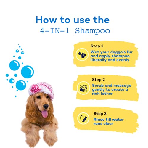 Image of Dog Shampoo | 50 Ml | 4 in 1 - Cleanser, Conditioner, Deodorizer & Moisturizer | with Olive & Wheatgerm Oil