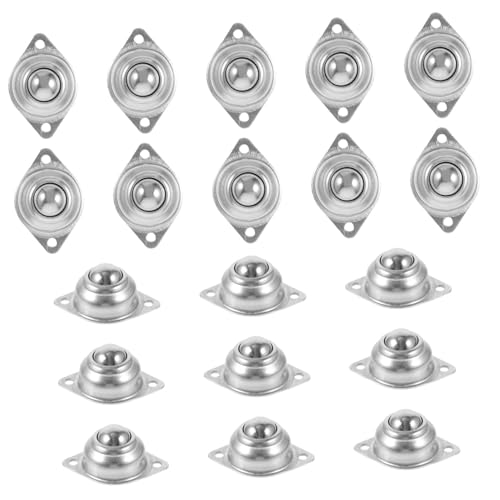 BELLIFFY 20pcs Universal Ball Roller Ball Transfer Bearings Flange Mounted Ball Transfer Round Universal ?????? Swivel Caster Wheels Rotation Ball Casters Wheels for Cart Balls Silver Steel