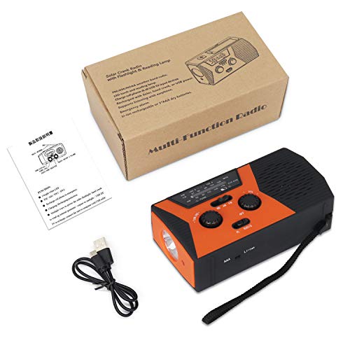 2020 Upgraded Emergency Solar Hand Crank Radio, RegeMoudal Hand Crank AM/FM/NOAA Weather Radio with Flashlight, Reading Lamp, 2000mAh Power Bank,USB Cell Phone Charger and SOS Alarm - Thumbnail 7
