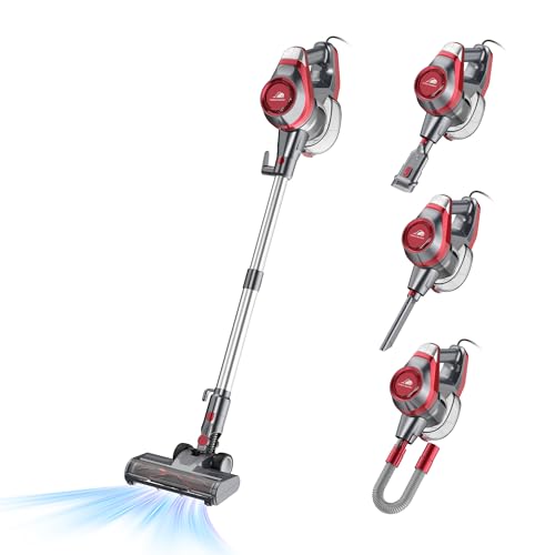 Image of Intercleaner Corded Vacuum Cleaner, 20KPa Powerful Suction with 2 Operation Mode, Multifunction Lightweight Bagless Stick Vac with Handheld, Ultra Quiet, for Hardwood Floor Carpet Car Pet Hair