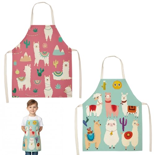 JcvPot Kinderschürze, 2 Stück Kochschürze für Kinder 4-12 Jahre, 45x56 cm, Schürzen Set für Küche, Kochen, Backen, Malen, Basteln, Kunstunterricht