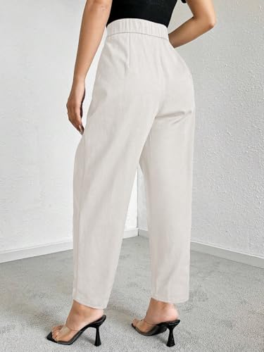 Image of GRECIILOOKS Balloon Fit Ankle Length Women Casual Trousers | Ankle Length Pants for Women Zip & Button | Woman Trousers Balloon Pants
