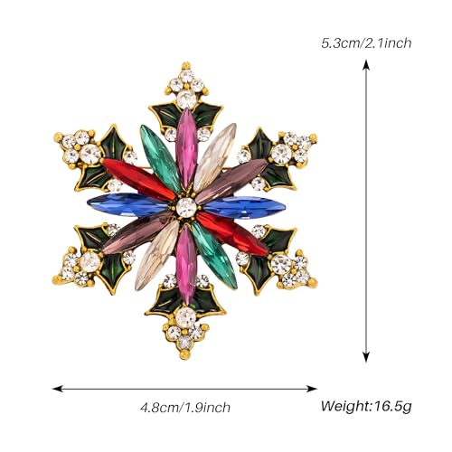 Image of SELOVO Vintage Style Women's Crystal Snowflake Statement Brooch Pin Gold Tone