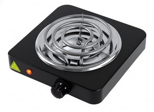 Fogareiro Elétrico Portátil 1 Boca 1000W 127V – Fogão Cooktop de Mesa para Camping, Viagem e Uso Doméstico (Preto)